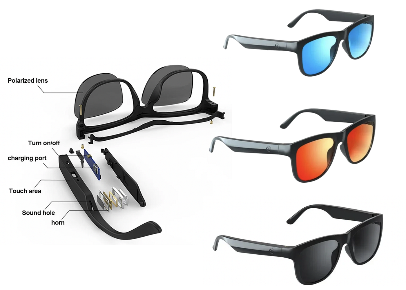 Wireless Bluetooth Smart Glasses Hands-Free TWS Headphone Eyewear Sunglasses