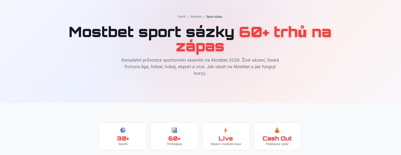 Mostbet Sport — Vyplatí se sázet v roce 2026? Fortuna liga, NHL i Esport