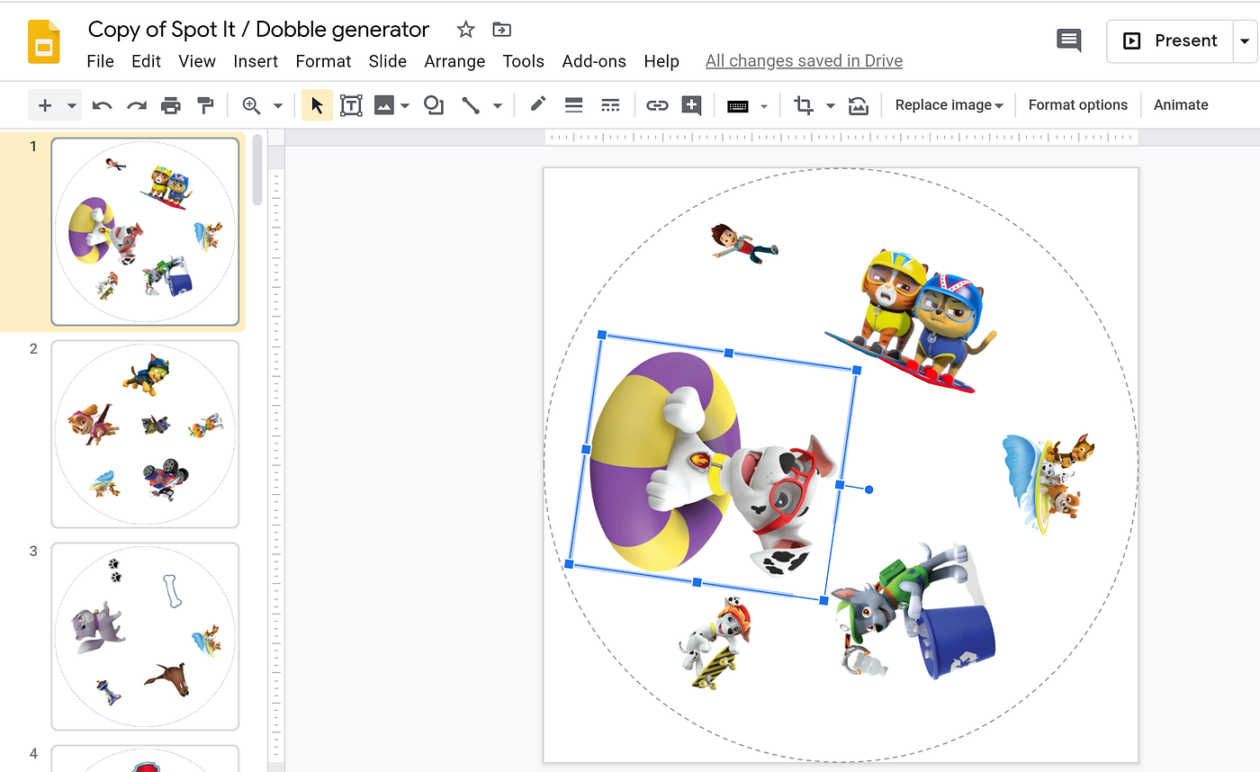 Make your own Dobble / Spot It game with Google Slides and Apps Script, by  Romain Vialard