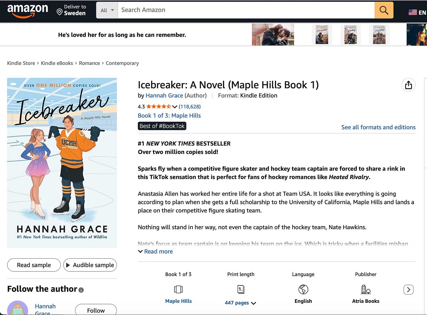 Screenshot of the book Icebreaker on Amazon. Image accessed June 2026.