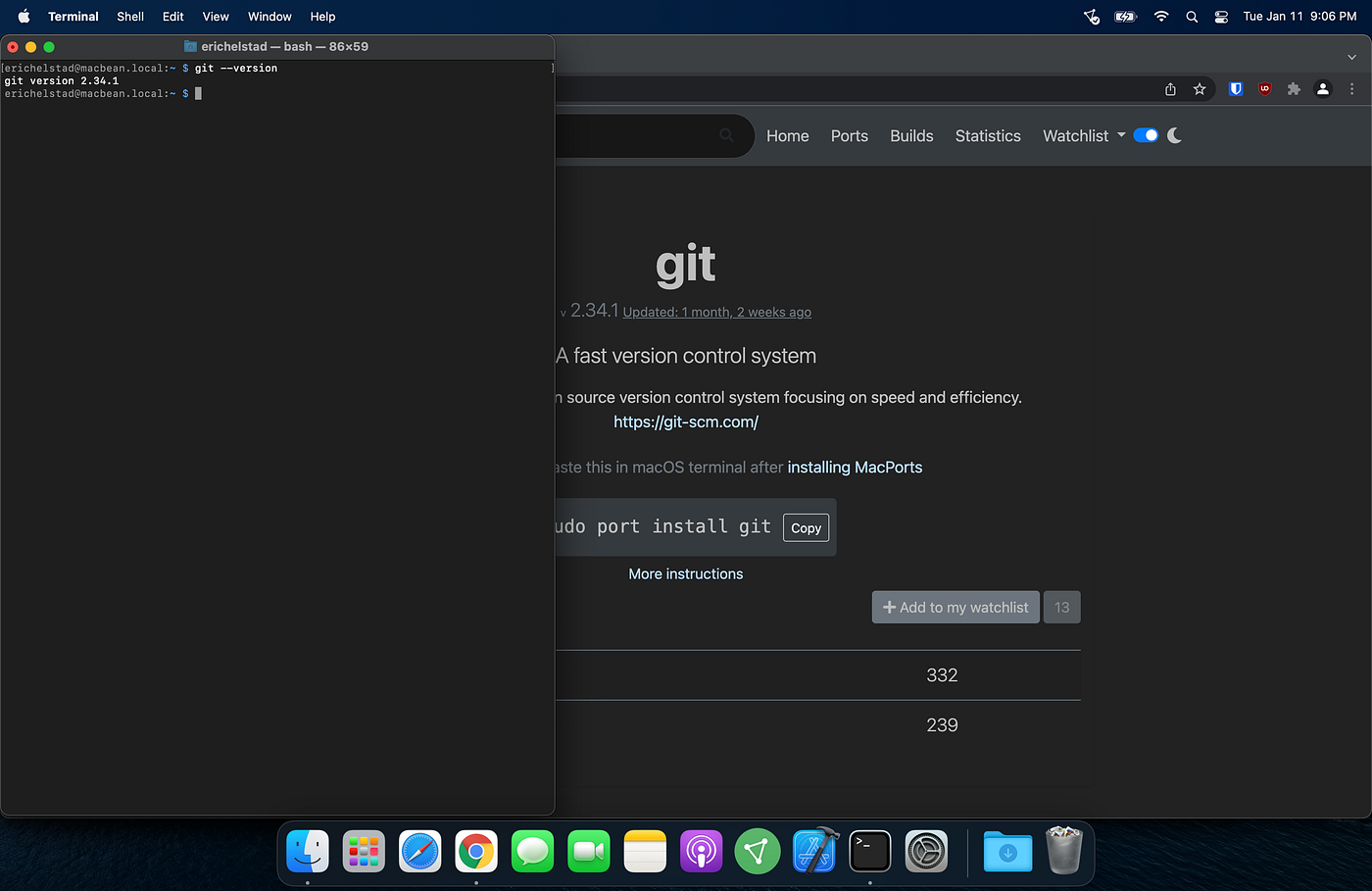 git version 2.34.1 installed