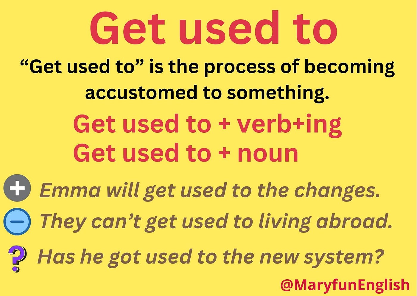 English Grammar: Used To, Be Used To, Get used To 🤔 | by MaryfunEnglish |  Medium