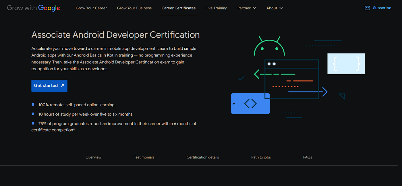 grow with google associate android developer certification