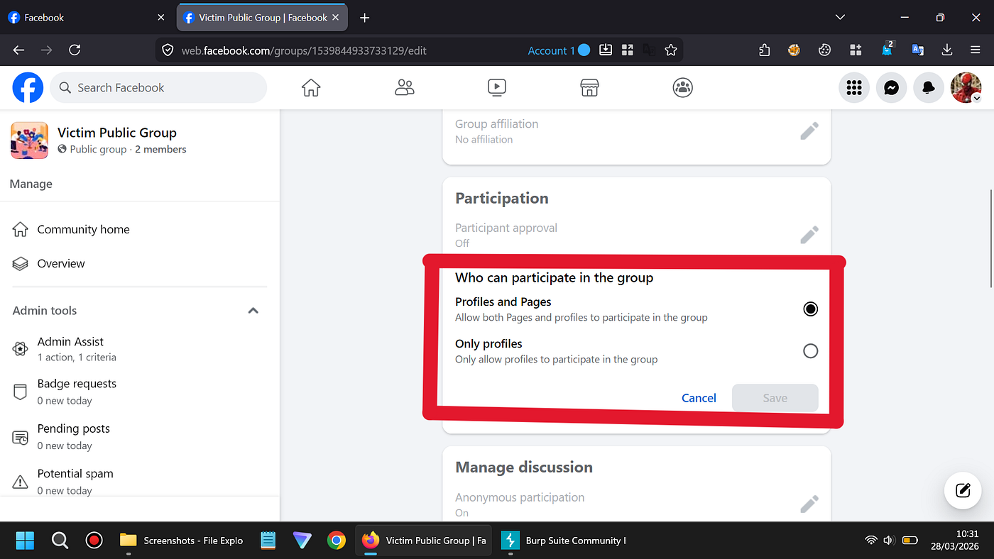 [BAC] Improper Authorization in Public Facebook Groups