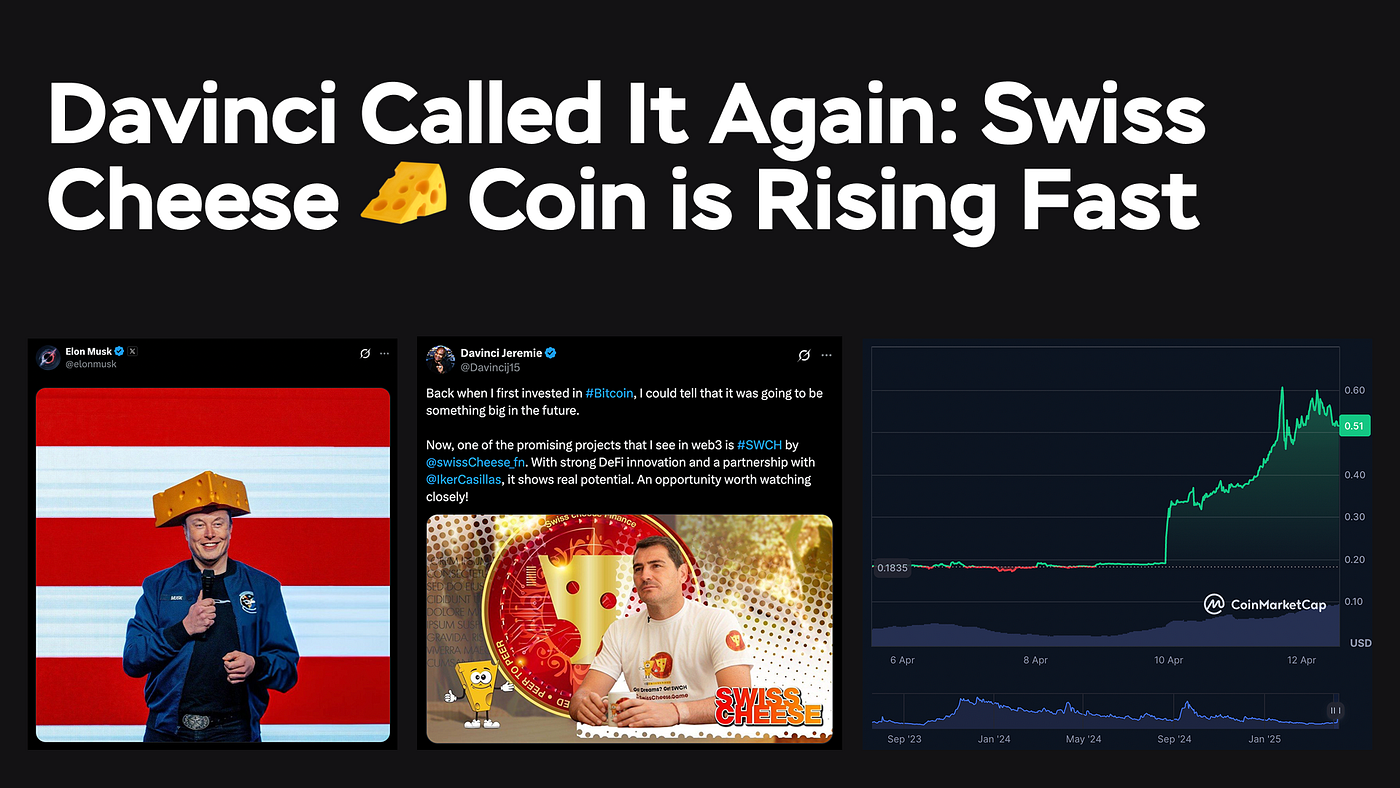 Davinci Called It Again: Swiss Cheese Coin is Rising Fast | by John A.  Miller | Medium