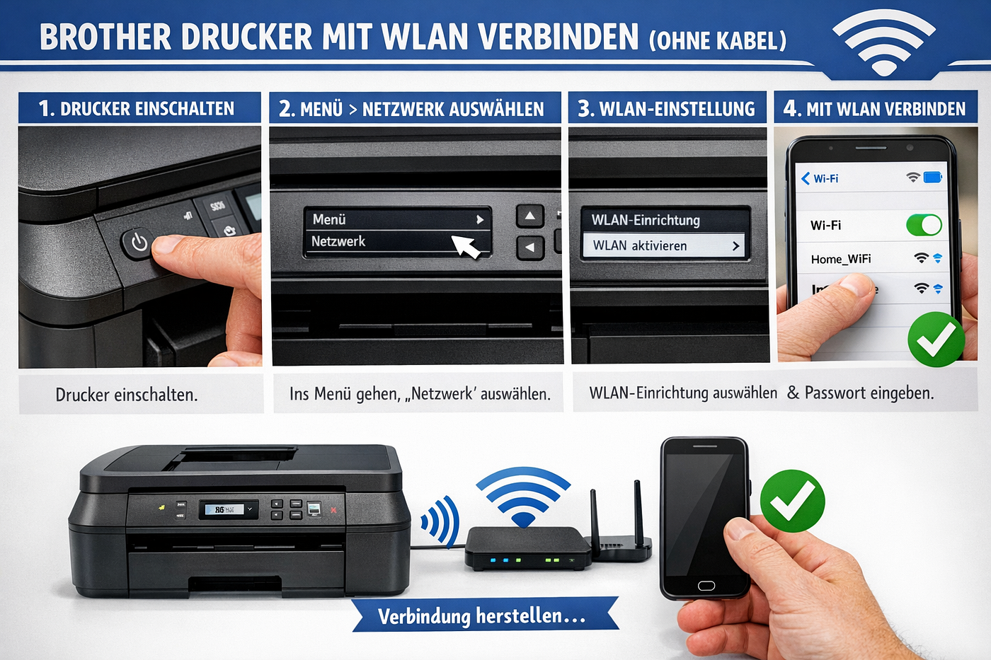 Brother Drucker mit WLAN verbinden ohne Kabel — Einfach erklärt