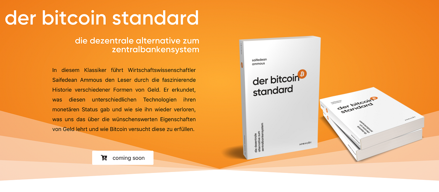 Der Bitcoin-Standard — Update II. Crowdfunding-Rewards, Release-Datum… | by  Fab The Fox 🦊 | Aprycot Media | Medium