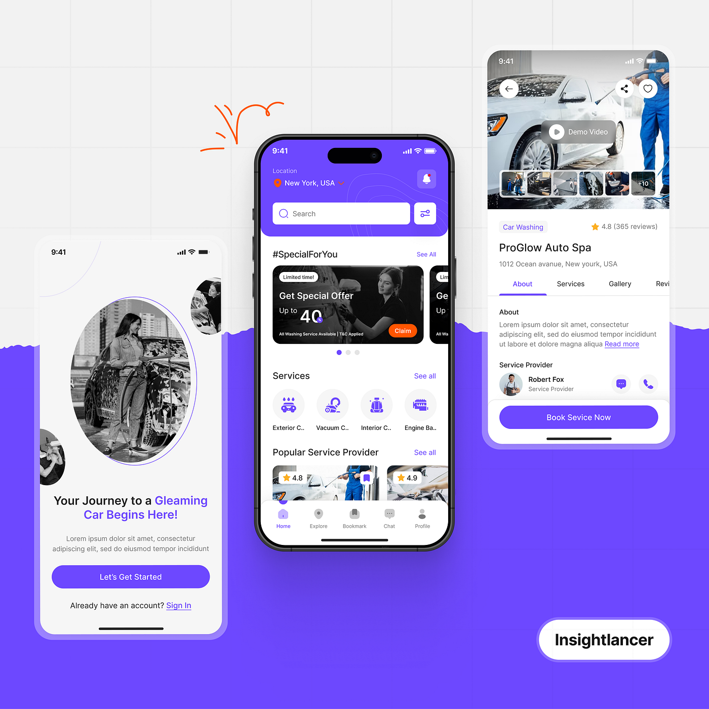 Car Wash Mobile App UIUX Design | Figma | App Designer