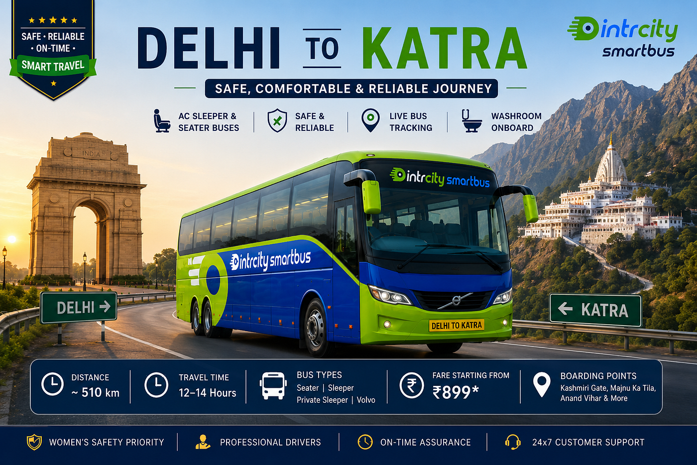 Delhi to Katra Bus — A Comfortable and Convenient Journey to the Holy City