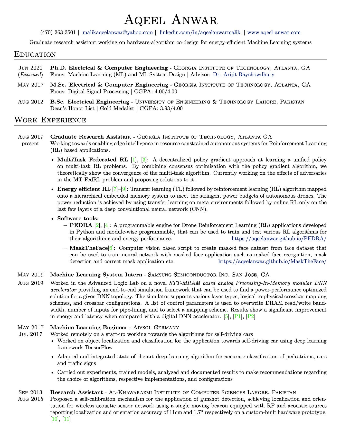 Machine Learning Resume that got me shortlisted for Meta 