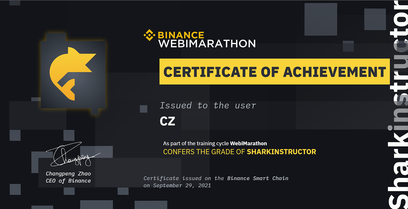 Binance Certificates & 3videnZ. Last year, more than 10,000 Binancians… |  by HIT 9 | 3videnZ | Medium