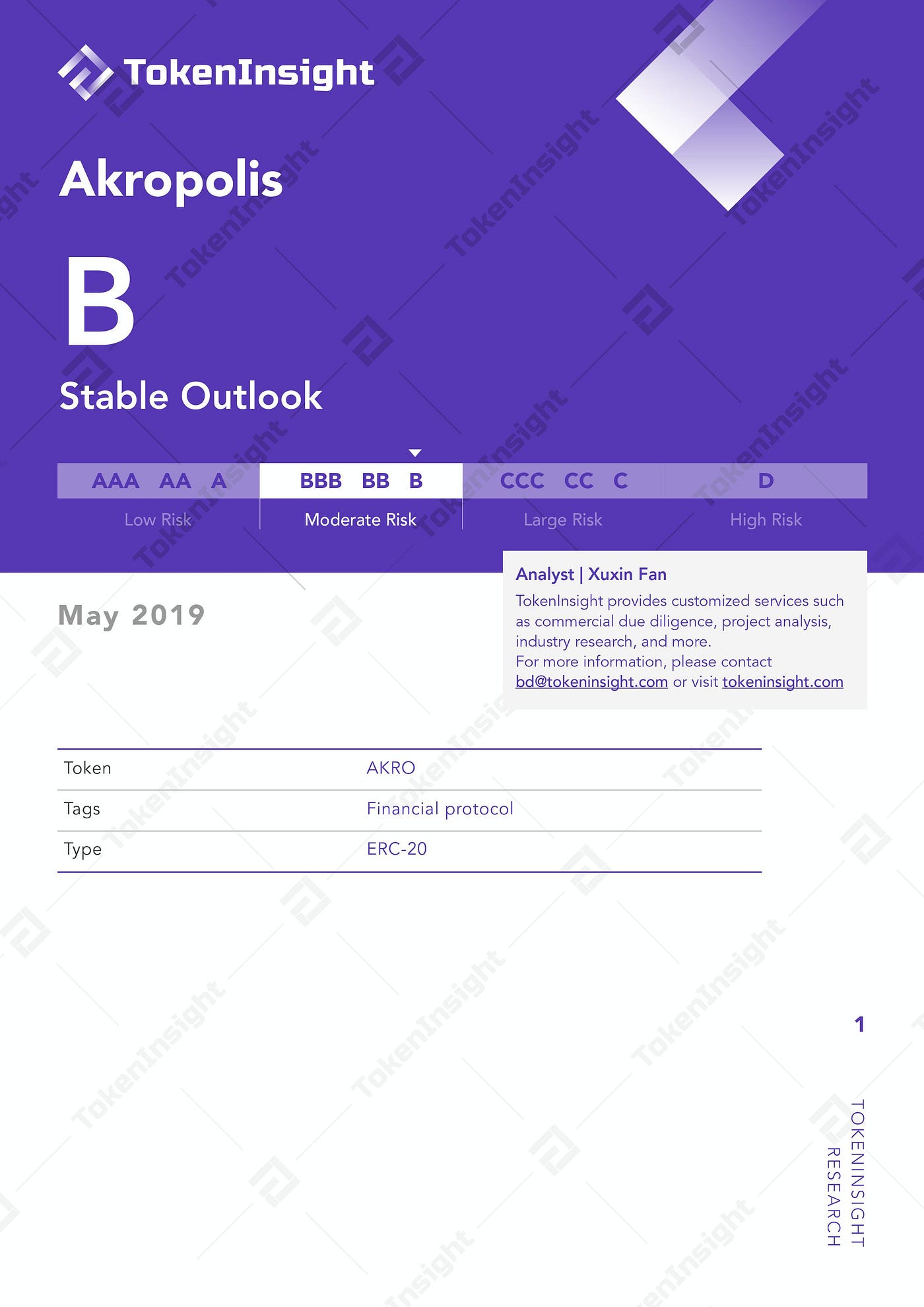 Review of Akropolis(AKRO): B — Stable Outlook and Moderate Risk | by  TokenInsight | Medium