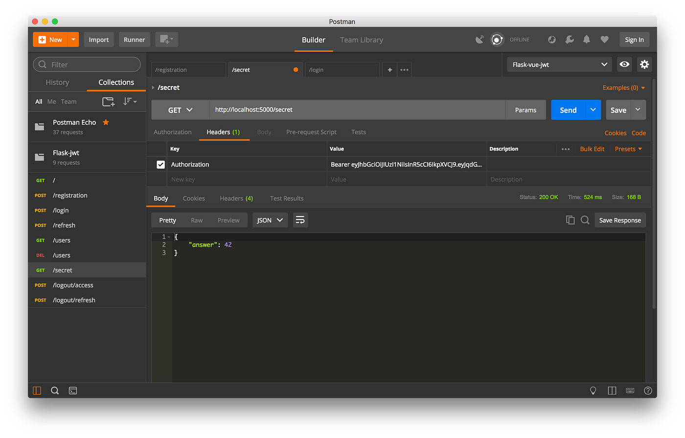 Postman json запрос. Flask код. postman json. postman localhost. jwt bearer.