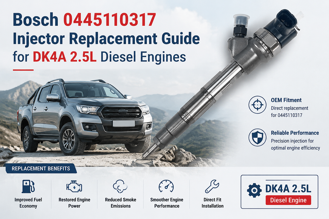 Bosch 0445110317 Injector Replacement Guide for DK4A 2.5L Diesel Engines