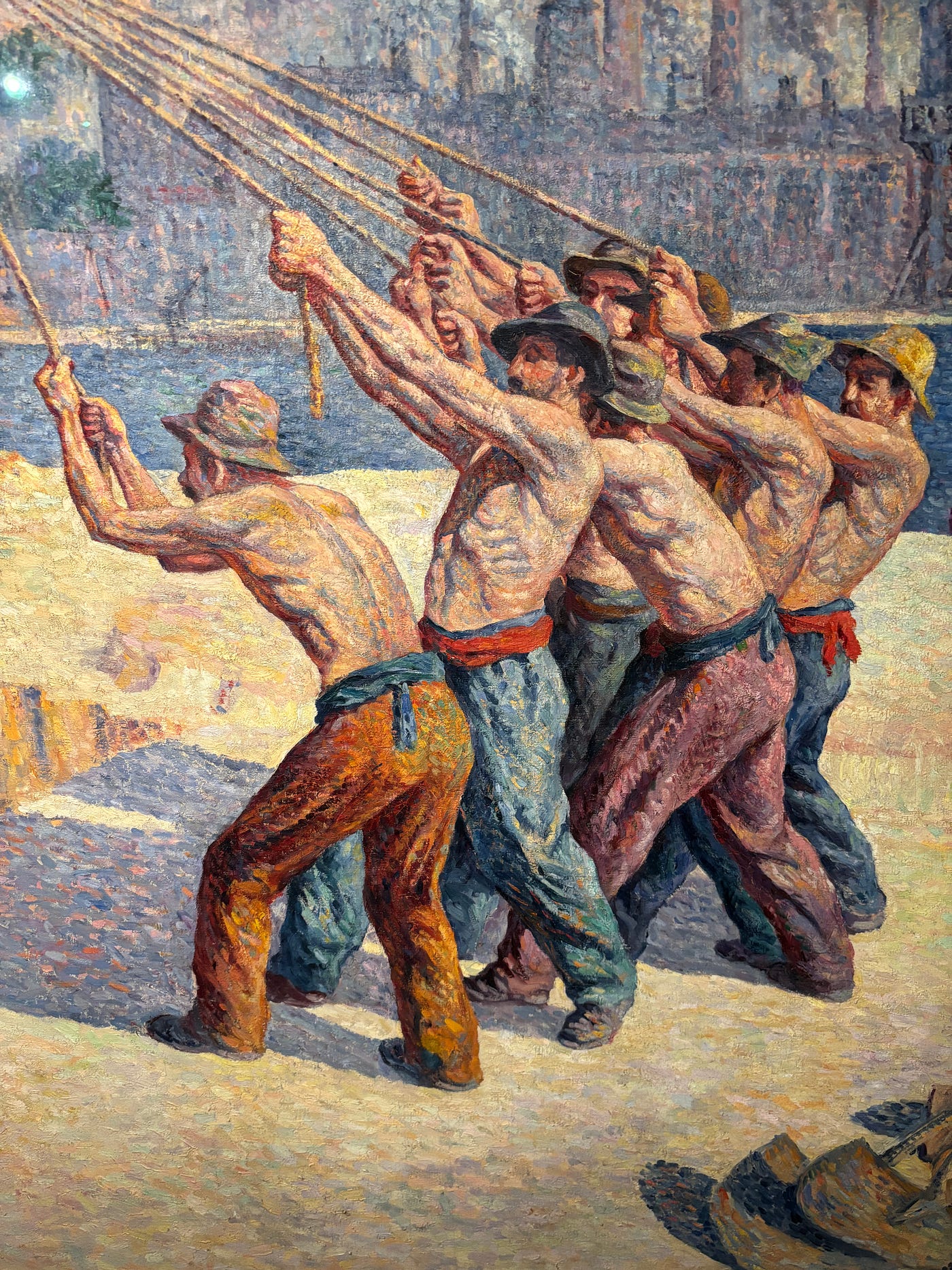 The Pile Drivers,Working Class Men, by Maximilien Luce, who lived and painted in Montmartre in the 1800s.