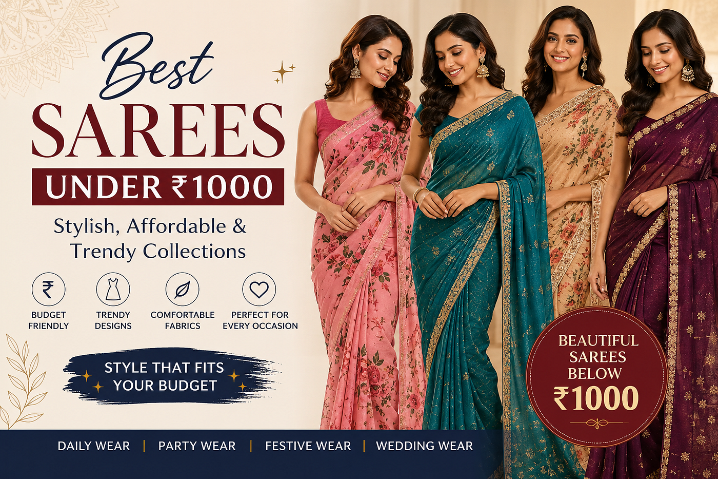 Best Sarees Under ₹1000 for Women — Stylish, Affordable & Trendy Collections