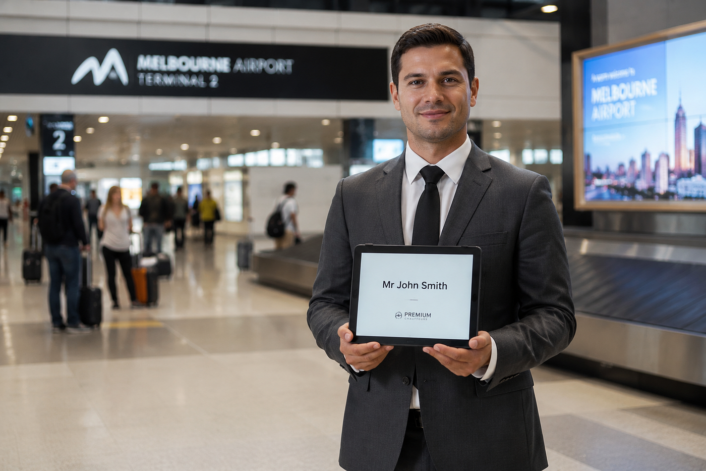 A driver waiting at the arrivals hall