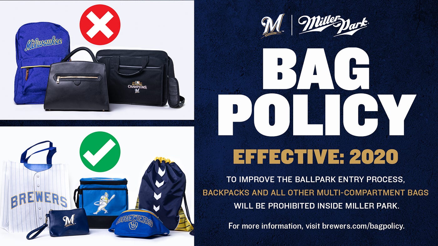 Brewers Announce New Bag Policies Beginning Next Season at Miller Park by Caitlin Moyer Medium