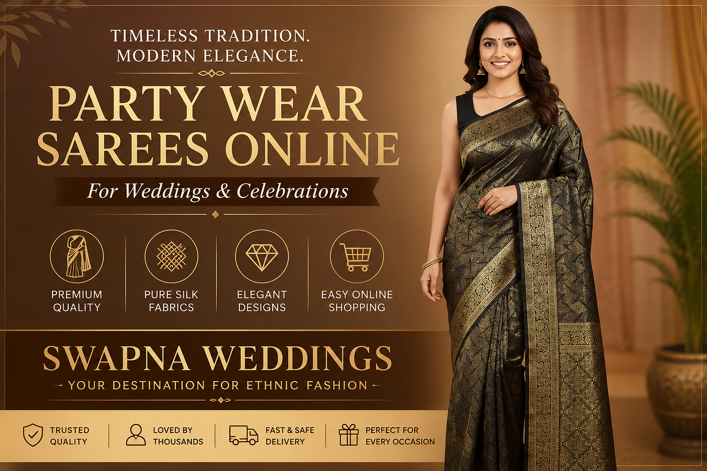 Party Wear Sarees Online in Kerala | Elegant Pure Silk Saree Trends for Weddings and Celebrations