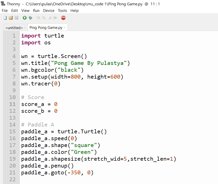 How to make a Ping Pong Game in Python, by Programer Pulastya, How to  make complex games in python.