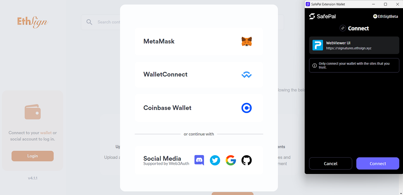 EthSign (BETA) тестнет с использованием расширения браузера SafePal | by  CriptoZombie | Medium