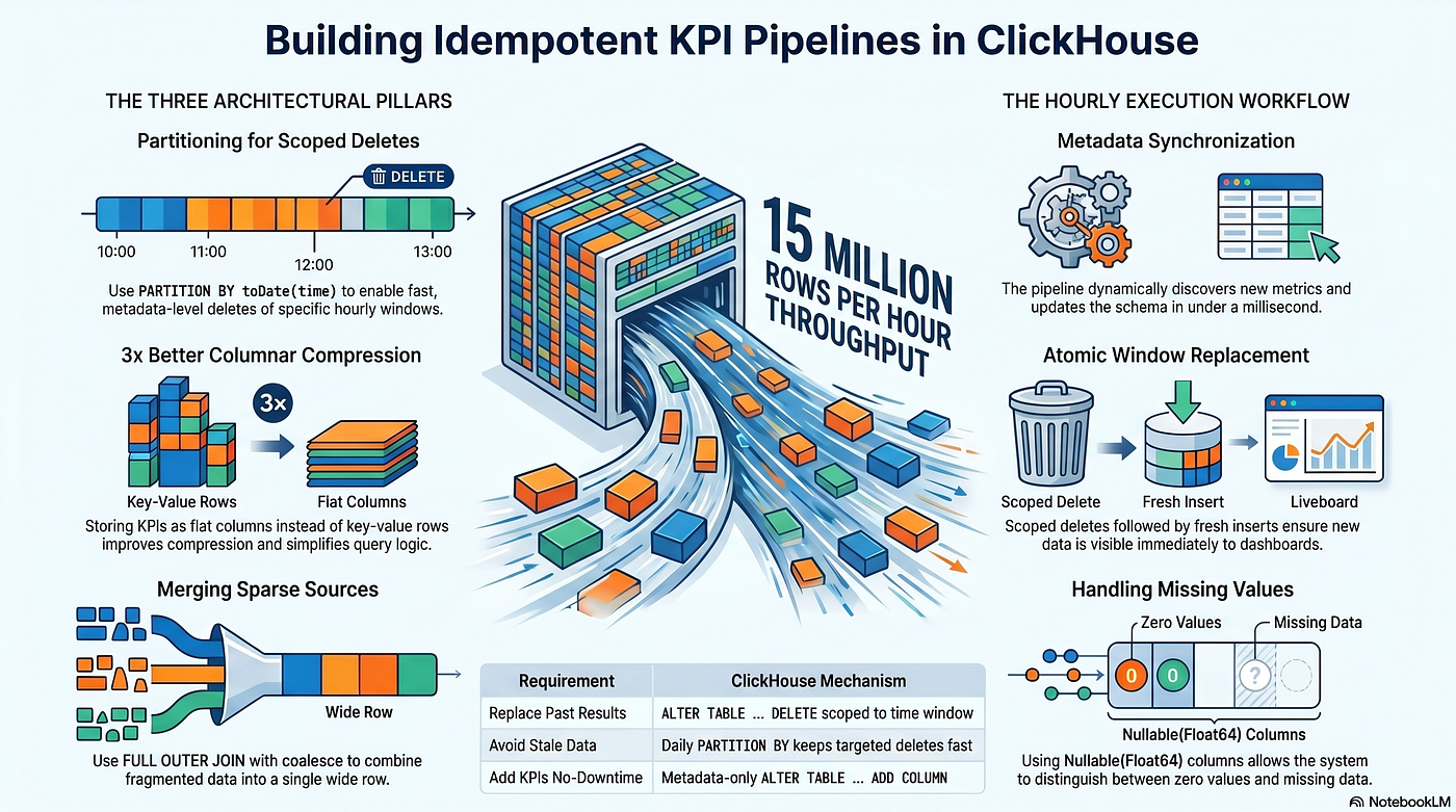 Building a High-Throughput KPI Pipeline on ClickHouse: Partitioning, Idempotent Recalculation, and…