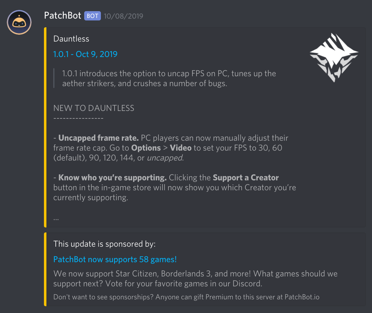 PatchBot - The #1 Discord Bot for Patch Notes and Game Updates