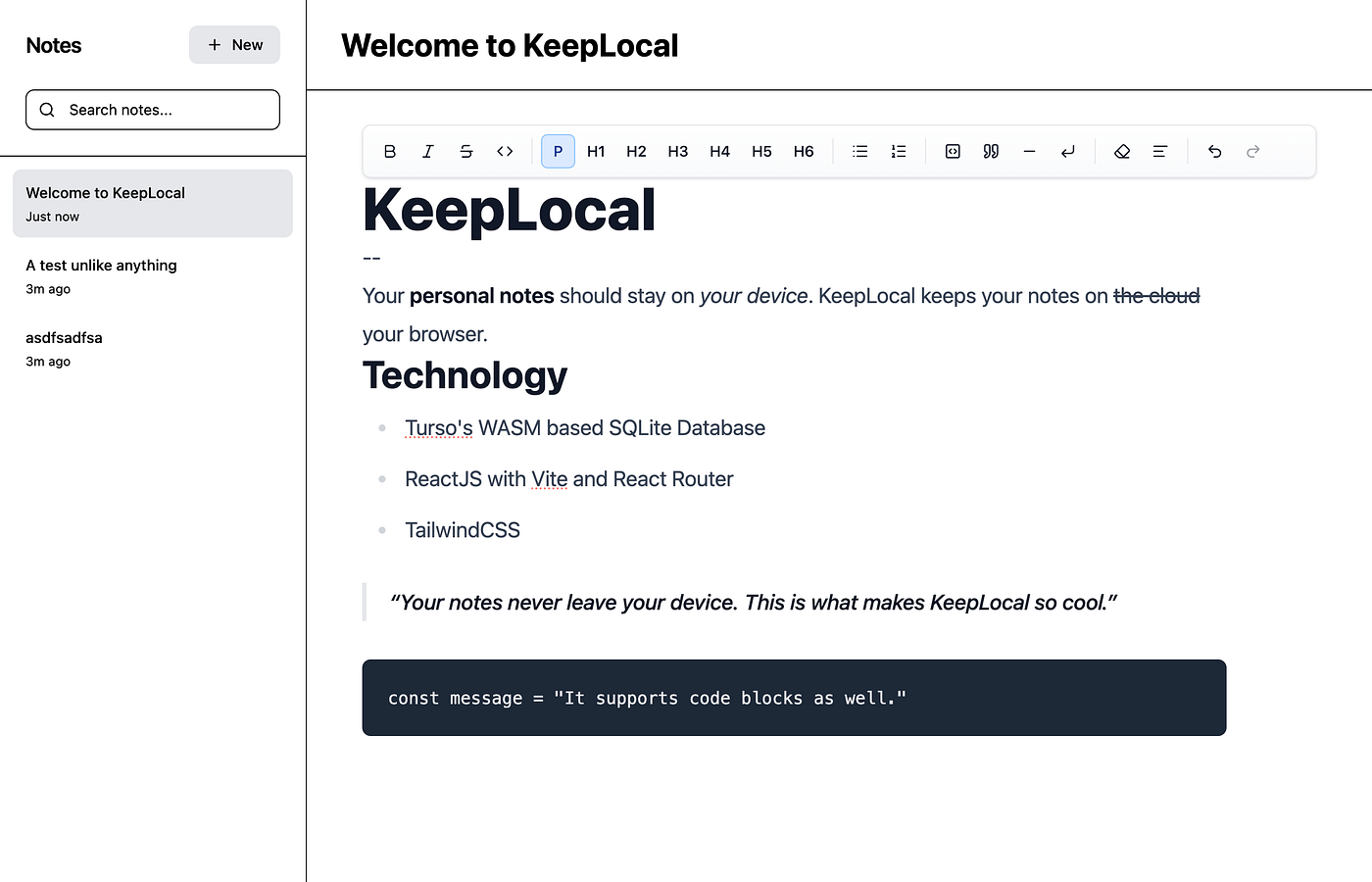 Build your own offline-first privacy focused Notes app using Turso SQLite in the Browser and React