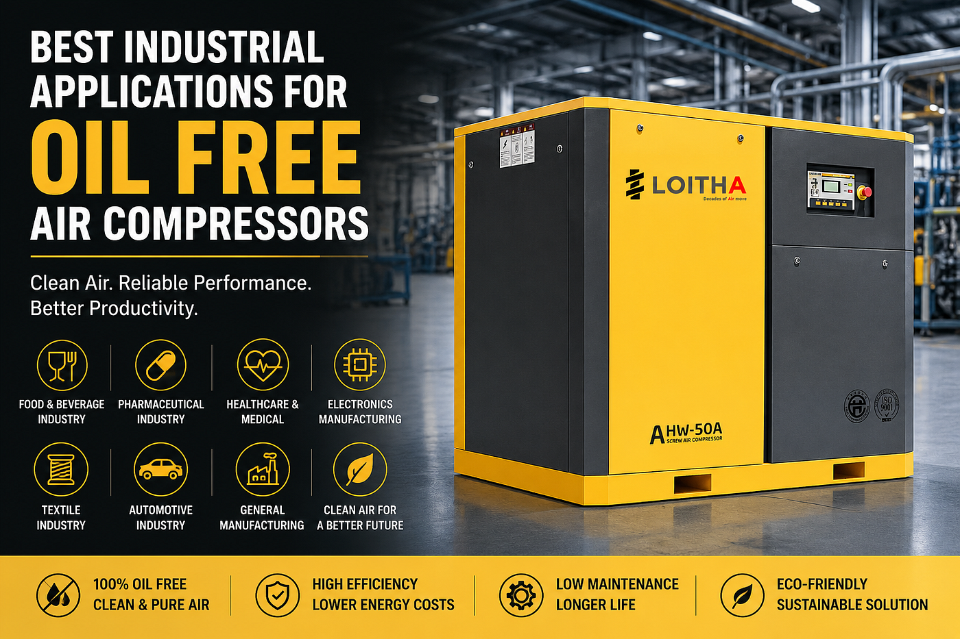 Best Industrial Applications for Oil Free Air Compressors India