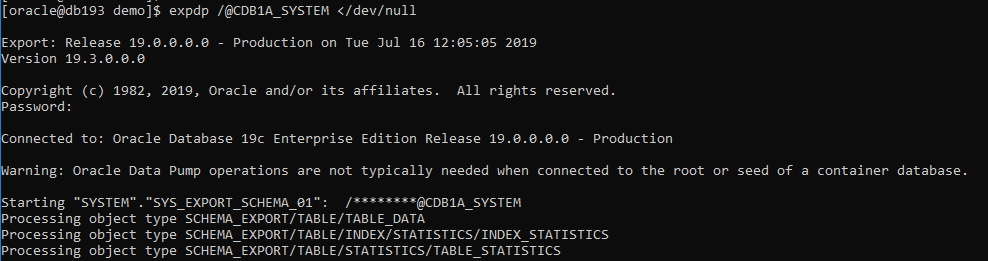 Passwordless Data Pump 19c. That's a very light bug with a very… | by  Franck Pachot | Medium