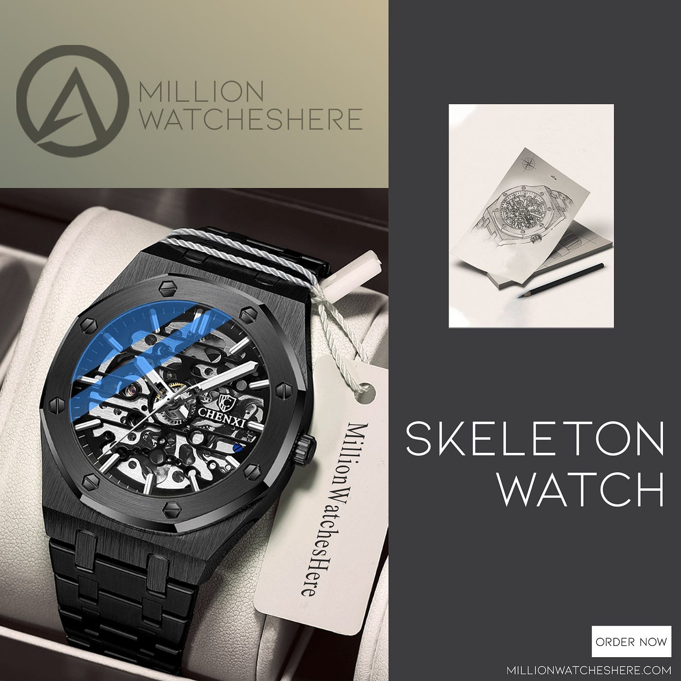 Rolex automatic skeleton online watch