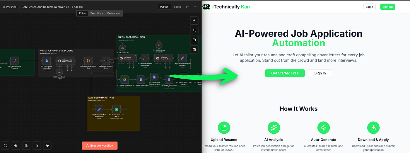 The web app built from the resume automation workflow