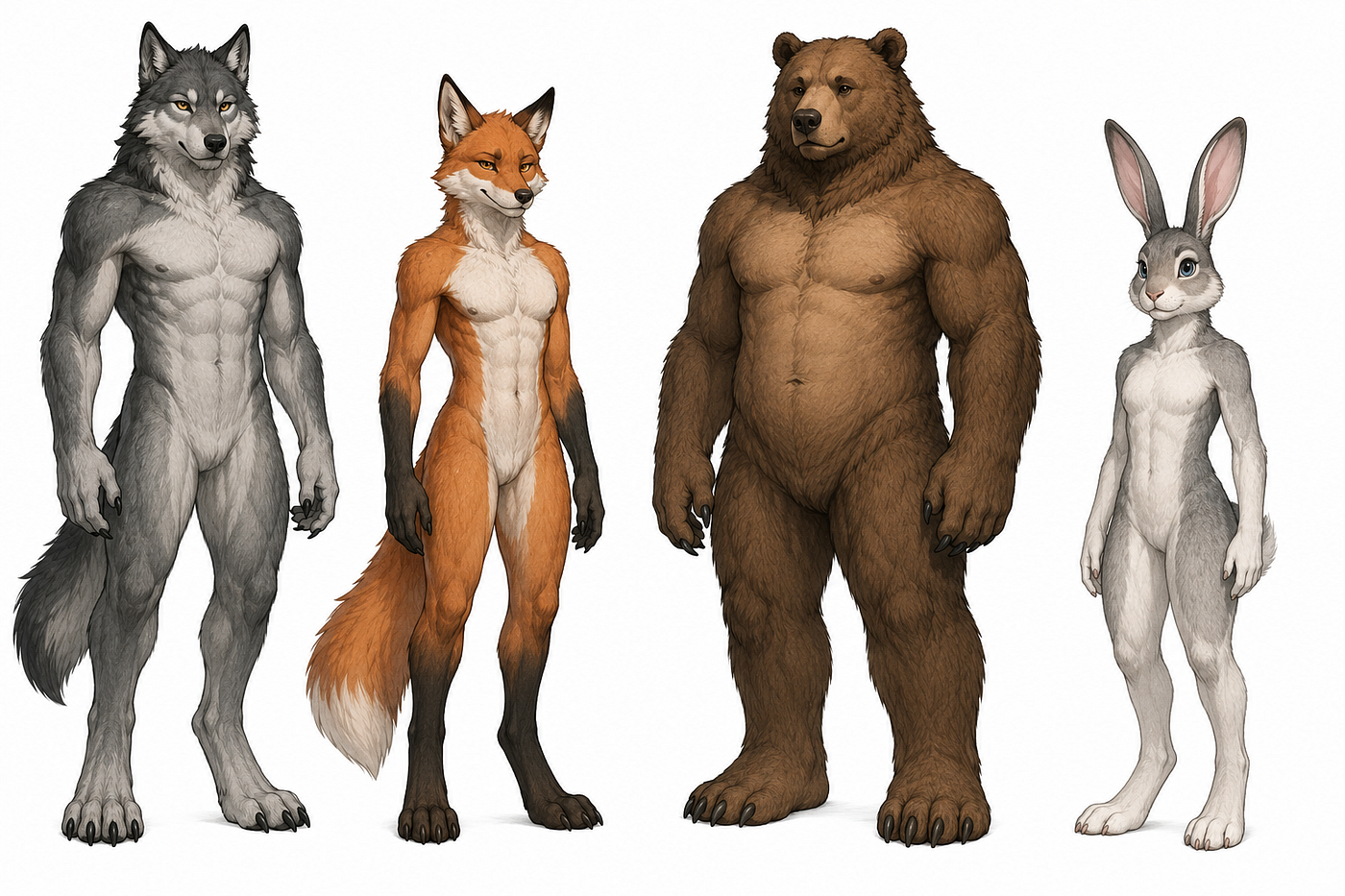 Different species communicate different personalities before clothing is added.