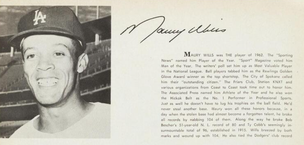 No. 92: Greatest seasons in Dodgers history: Maury Wills, 1962 - True Blue  LA