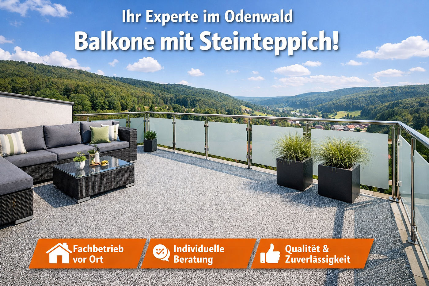 Suche im Odenwald Firma für Balkon mit Steinteppich — Die besten Anbieter