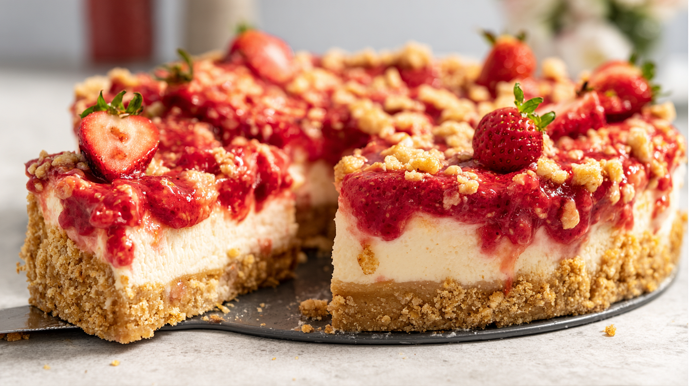 Berrylicious Strawberry Crunch Cheesecake — Easy, Creamy, Family Favorite