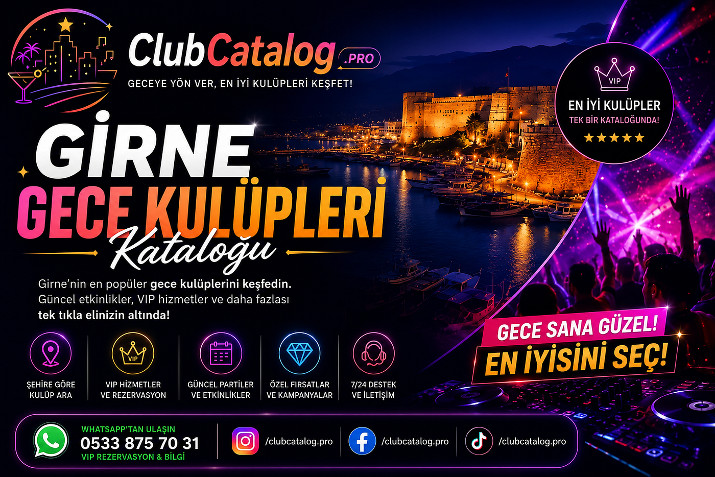 Girne Gece Kulüpleri Kataloğu: Kıbrıs’ın Eğlence Başkentini ClubCatalog.pro ile Keşfedin
