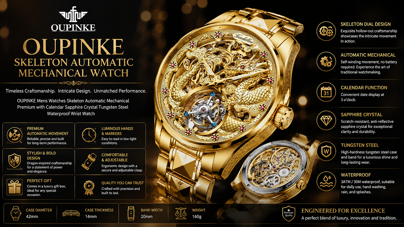 OUPINKE Skeleton Automatic Mechanical Watch Review 2026: Luxury Tourbillon Style at an Affordable…