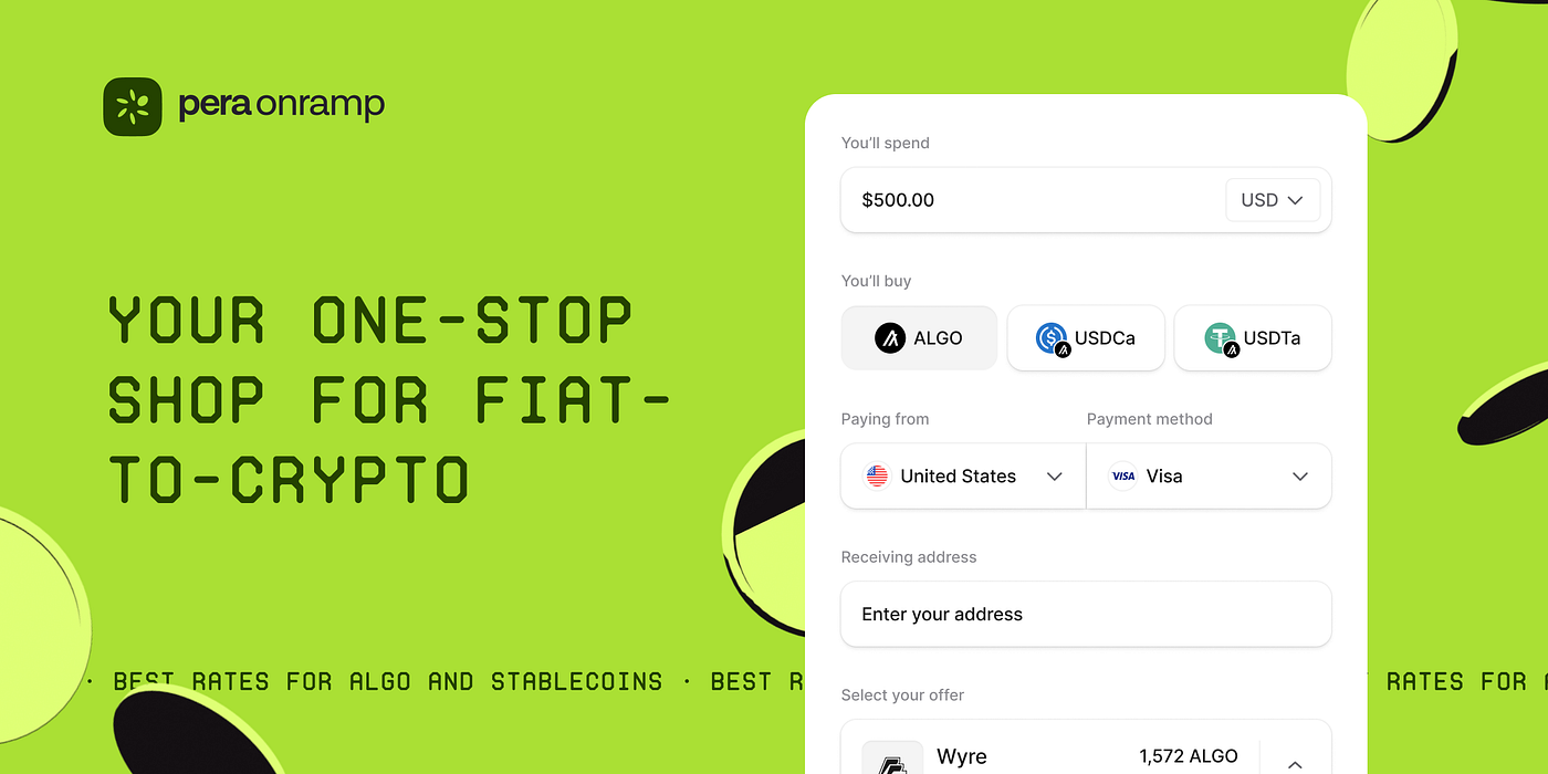 Introducing Pera Onramp: The easiest way to top up your Algorand wallet |  by Pera Wallet | Medium
