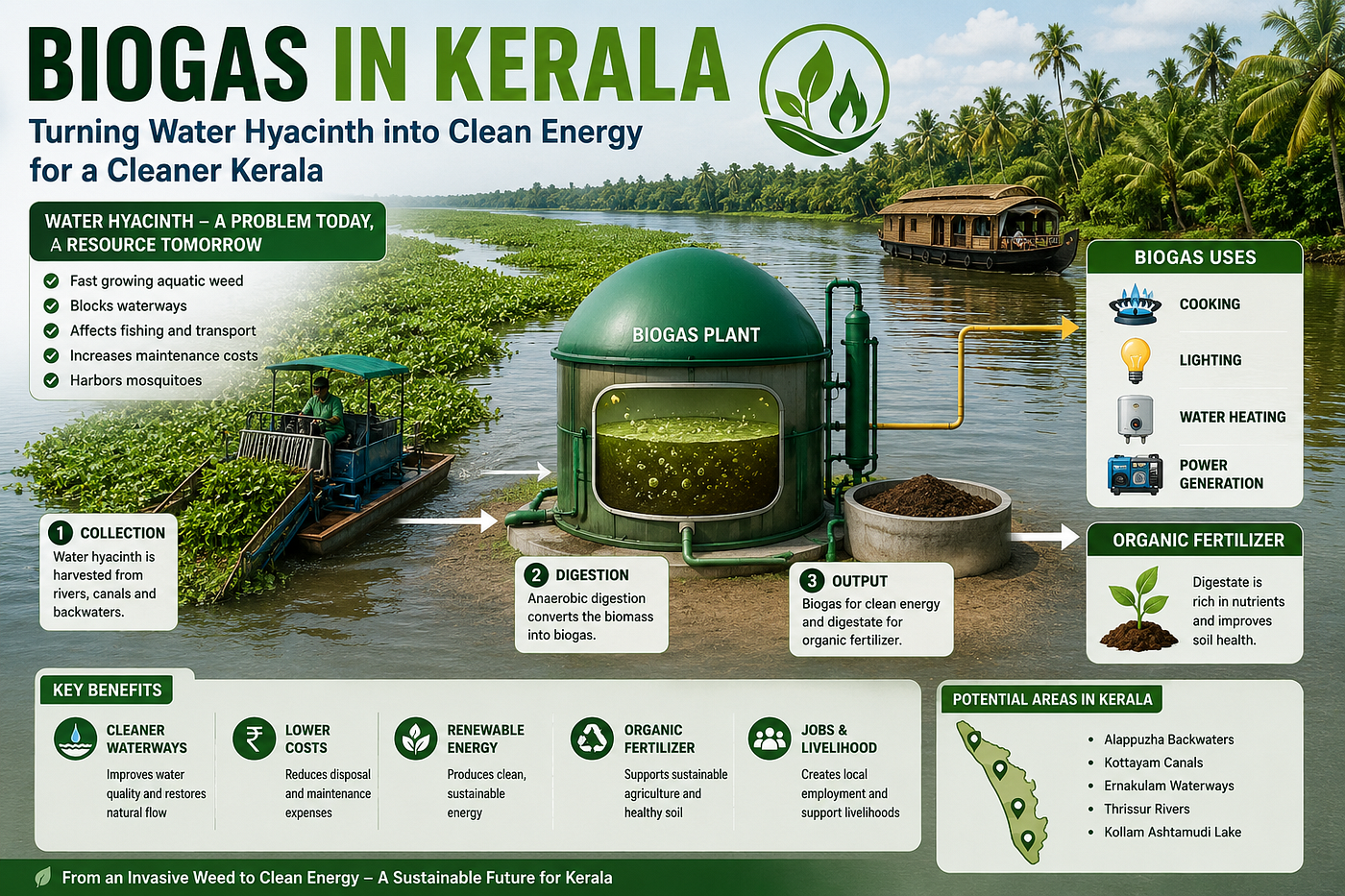 Biogas in Kerala: Can Water Hyacinth Become the State’s Next Renewable Energy Resource?