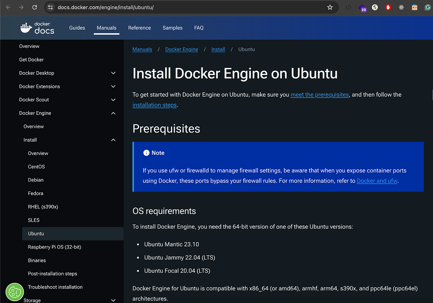 Steps to install Docker Engine on Ubuntu