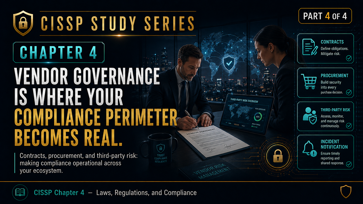 CISSP Chapter 4 — Part 4: Vendor Governance Is Where Your Compliance Perimeter Becomes Real.