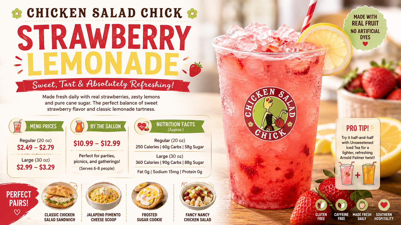 Chicken Salad Chick Strawberry Lemonade Drink