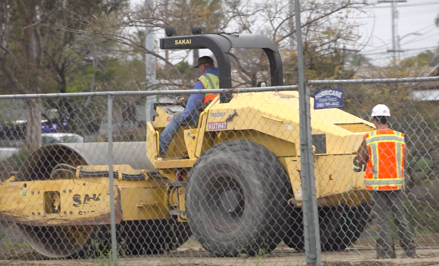 Construction work on the Boston Avenue Linear Park site on 29th Street and 32nd Street. Photo by Alex Lai.