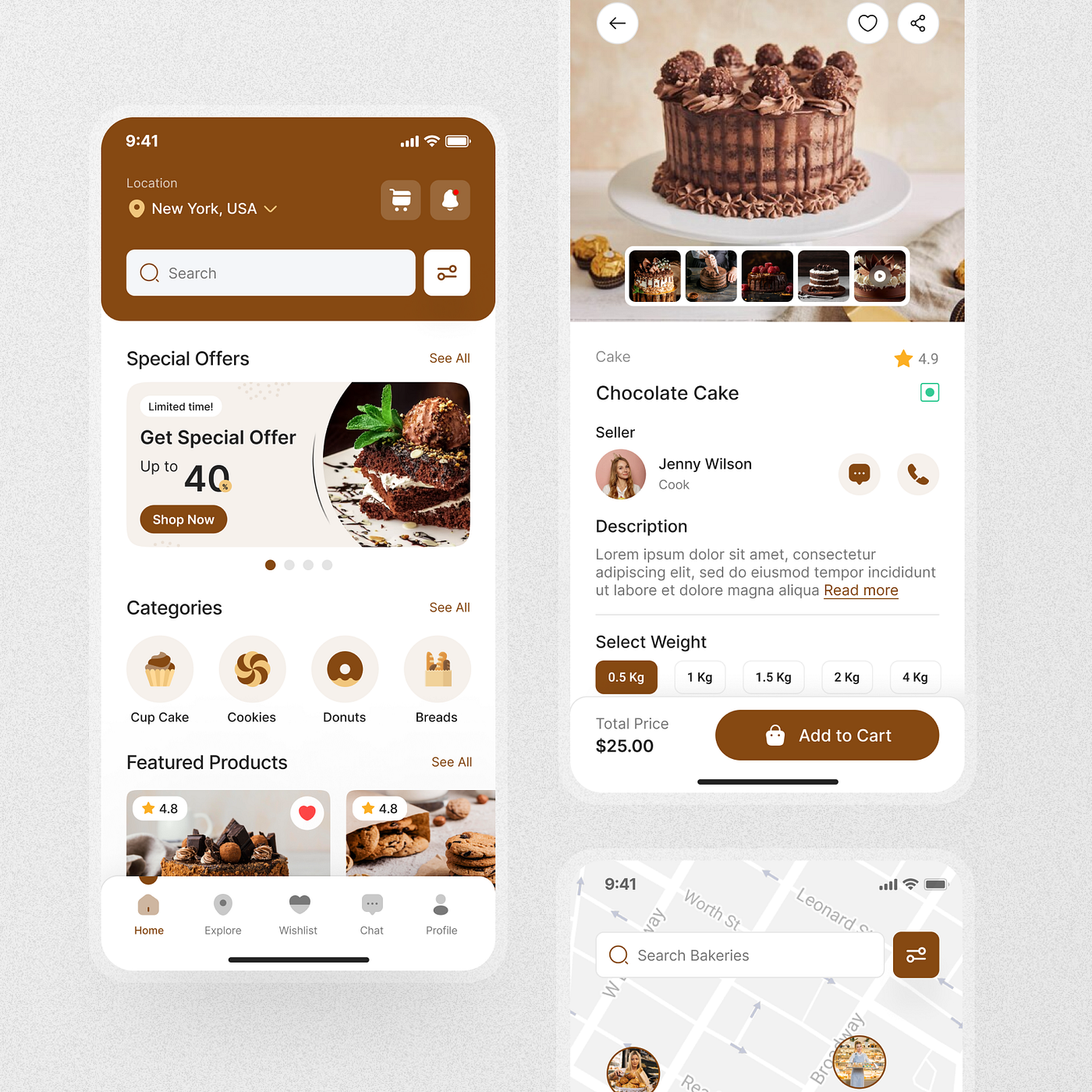 Bakery Shop Mobile App UIUX Design | Figma