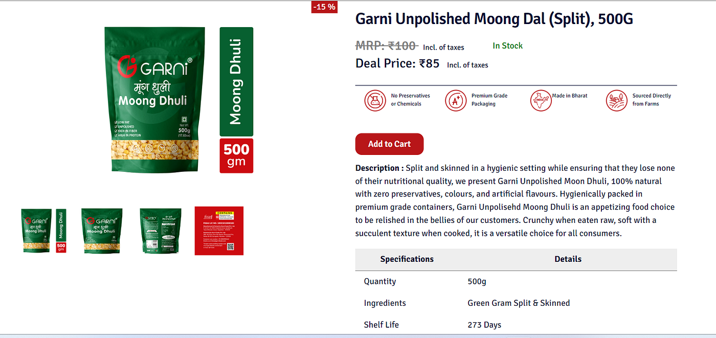 Buy Moong Dal Online from Garni Foods