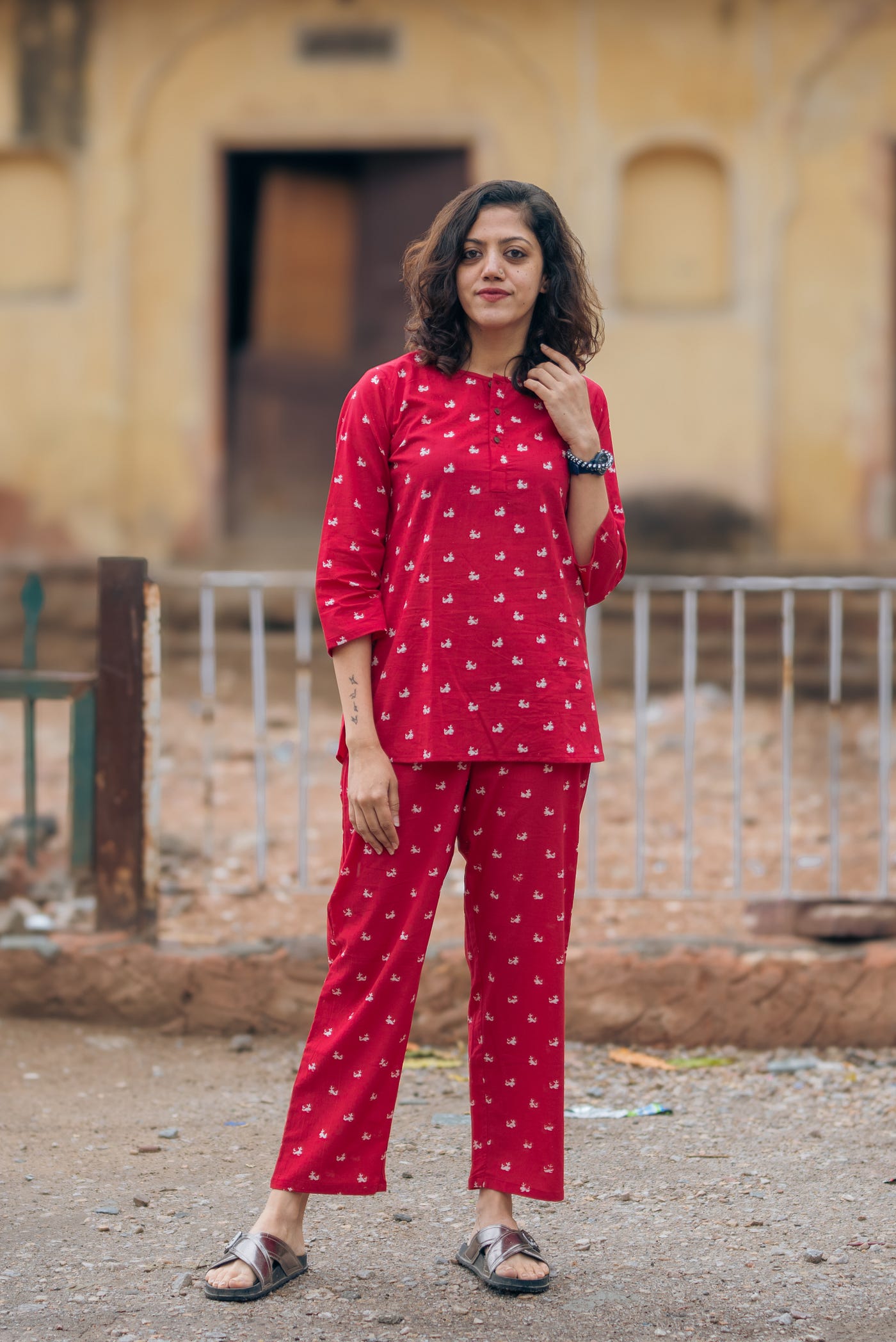 man wearing pure cotton hand block printedIndian summers often make synthetic clothing feel heavy…