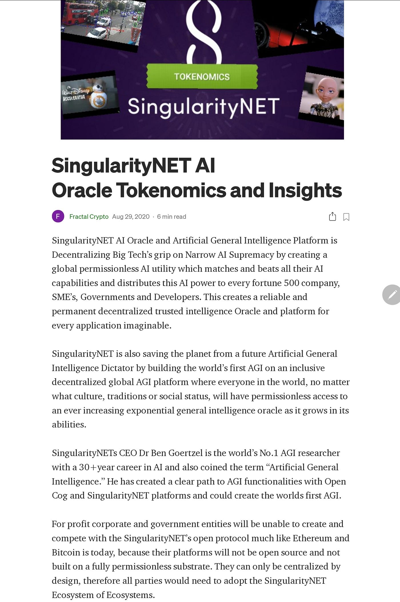 Cardano + SingularityNET Partnership = Trillions in Marketcap! | by Fractal  Crypto | Medium