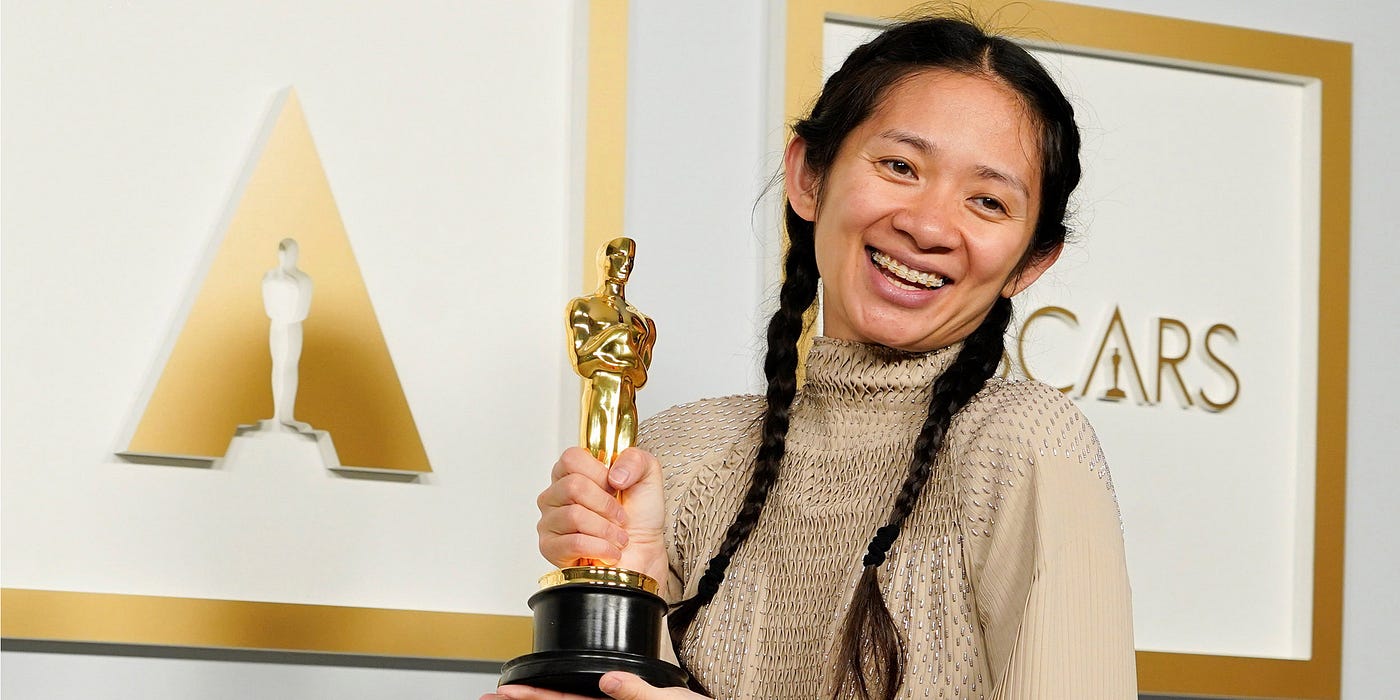 Chloé Zhao celebrates her historical Oscars win
