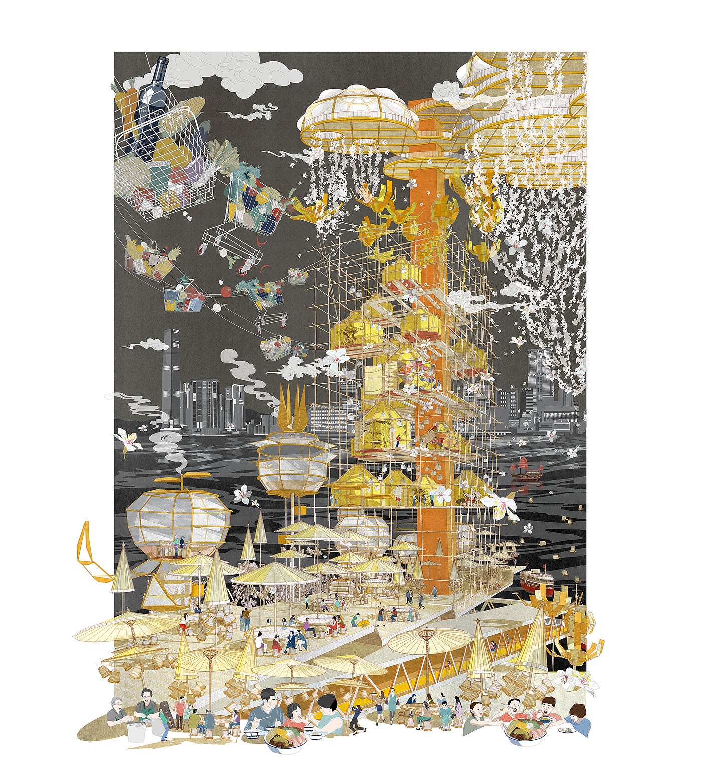 The architectural elements provide a layer of richness to the